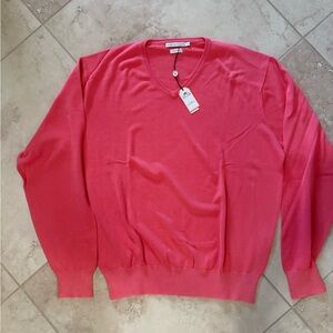 Peter Millar V-Neck Sweater in Coral